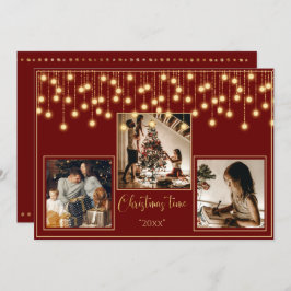 Red 3 Fotos Weihnachtszeit Gold Feiertag Feiertagskarte