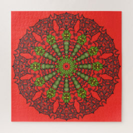 Red 3D Art Mandala Jigsaw Puzzle