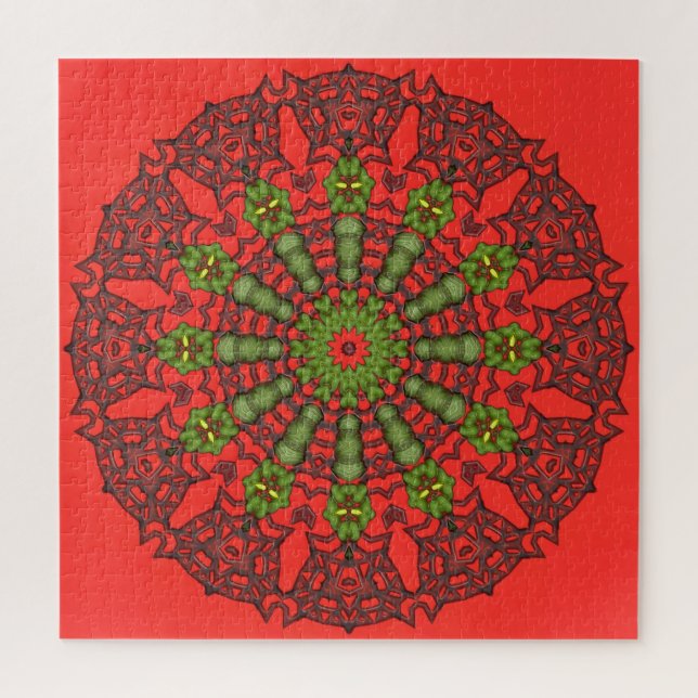 Red 3D Art Mandala Jigsaw Puzzle (Vertikal)