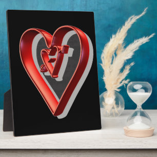 Red 3D Hearts Fotoplatte