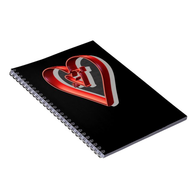 Red 3D Hearts Notizblock (Rechte Seite)