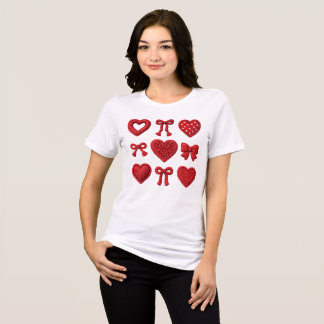 Red 3D Texture Hearts and Bows Coquette Aesthetic  Tri-Blend Shirt