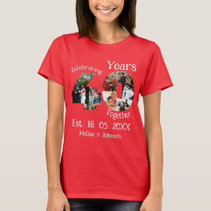 Red 40 th Wedding Anniversary 11 Foto Collage T-Shirt