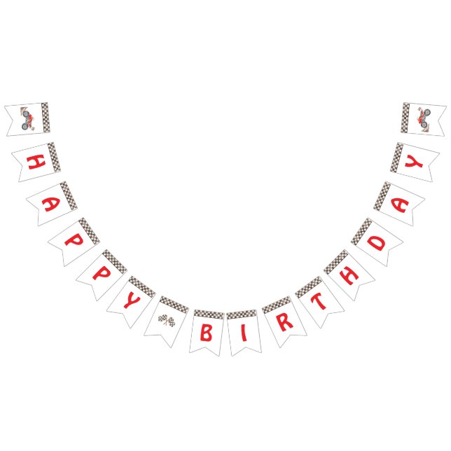 Red 4 Wheeler Quad Bunting Flags Wimpelkette (Alle)