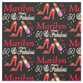 RED 50 & FABULOUS PERSONALISIERT FABRIC STOFF