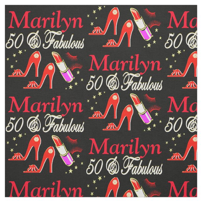 RED 50 & FABULOUS PERSONALISIERT FABRIC STOFF (Muster)