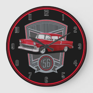 Red 56 Classic Car Große Wanduhr