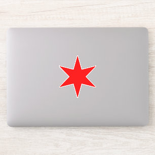 Red 6-spitze Chicago Flag Star Vinyl Sticker