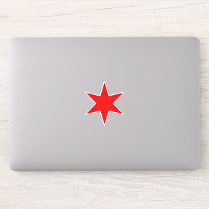 Red 6-spitze Chicago Flag Star Vinyl Sticker