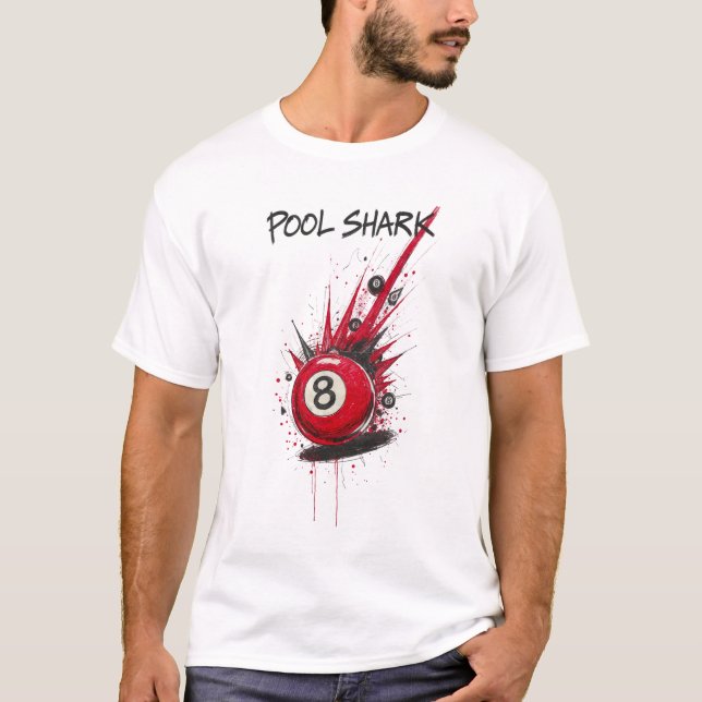 Red 8-Ball Pool Shark | Raw Sketch Art Style T-Shirt (Vorderseite)