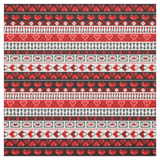 Red 8 Bit Liebe Herz Stoff (Muster)