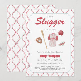 Red A Little Slugger Baby Dusche Einladung