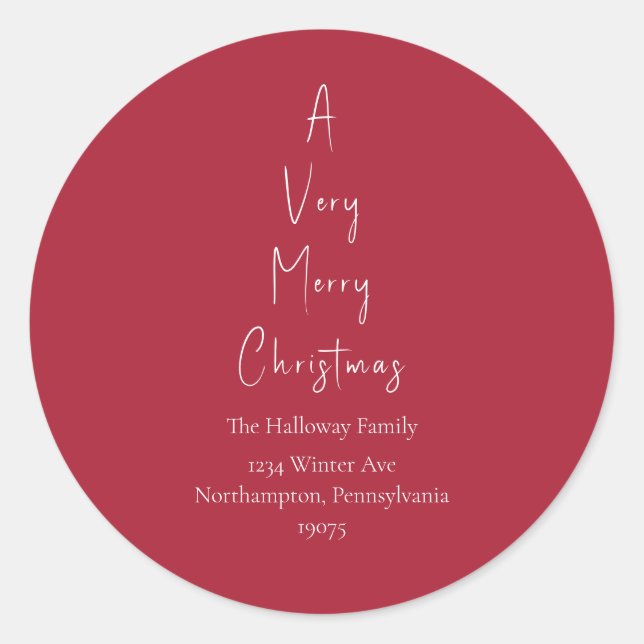 Red a Sehr frohe Weihnachtsbaum Umschlag Aufkleber (Vorderseite)