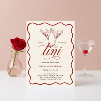 Red A Tini Bit Older Adult Birthday Party Einladung