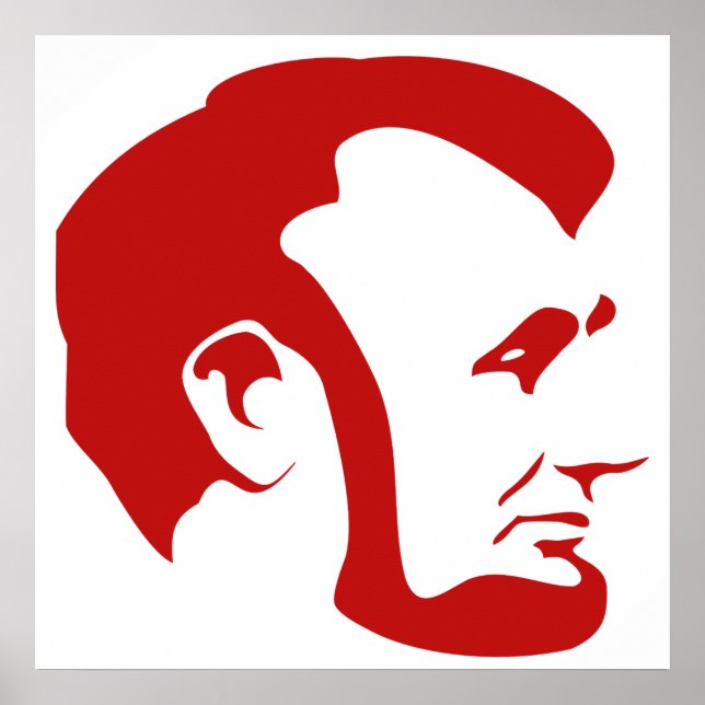 Red Abraham Lincoln Silhouette Poster (Vorne)