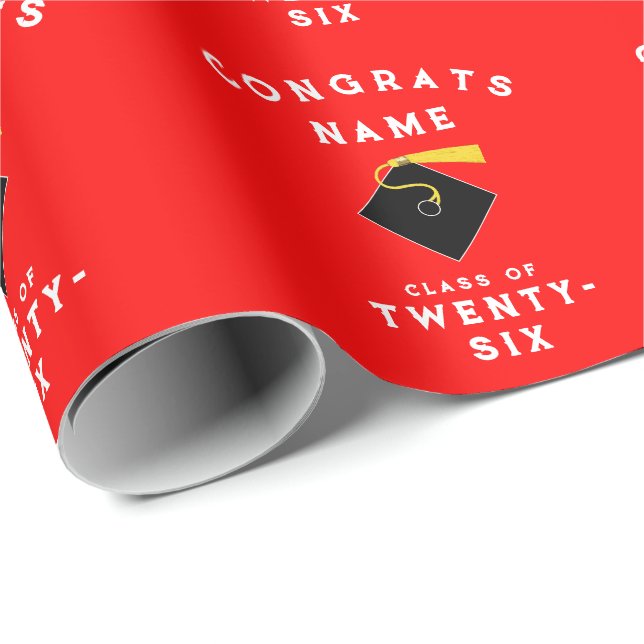 Red Abschluss 2025 Geschenk Geschenkpapier (Rolleneckpunkt)