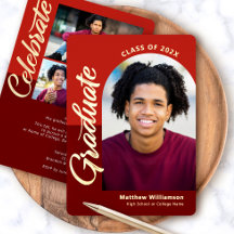 Red Abschluss 4 Foto Script Arch Party Real Gold