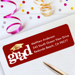 Red Abschluss Bold Modern Type Gold Cap Adresse