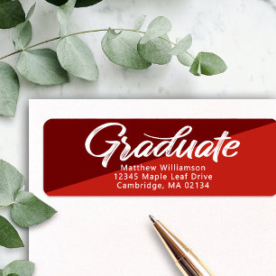 Red Abschluss Bold Script Simple Modern Address