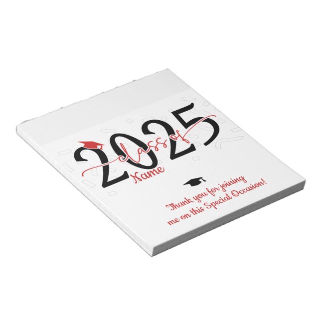 Red Abschluss Candy Bar Wraps Gastgeschenk Notizblock (angewinkelt)