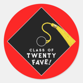 Red Abschluss Class 2025 Runder Aufkleber