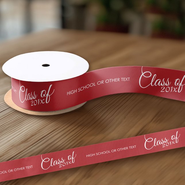 Red Abschluss Class of Custom Year and Text Satinband (Custom Ribbon on a Roll - Personalize this ribbon with you text)