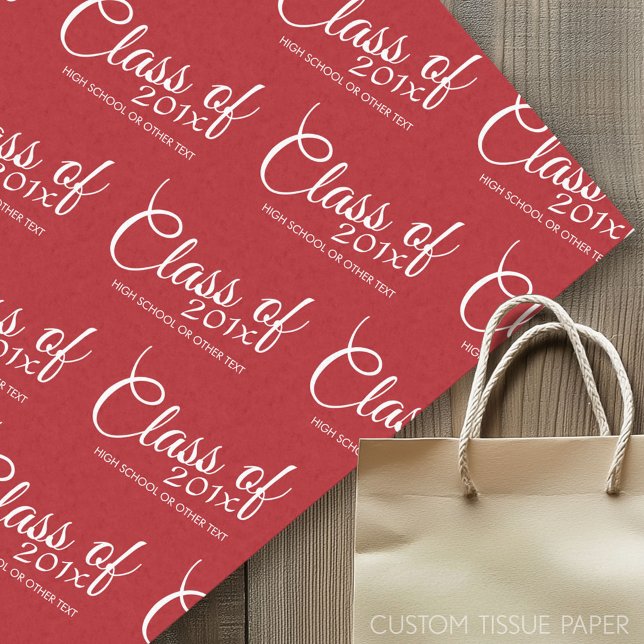 Red Abschluss Class of Custom Year and Text Seidenpapier (Custom Tissue Paper)