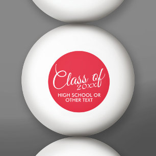 Red Abschluss Class of Custom Year and Text Tischtennisball