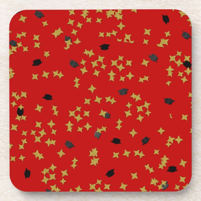 Red Abschluss Confetti Untersetzer (Vorderseite)