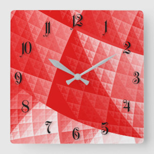 Red abstract pattern quadratische wanduhr