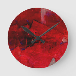 Red Abstract Runde Wanduhr