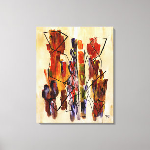 Red Abstrakt Ethnic Couple Beige Canvas Print Leinwanddruck