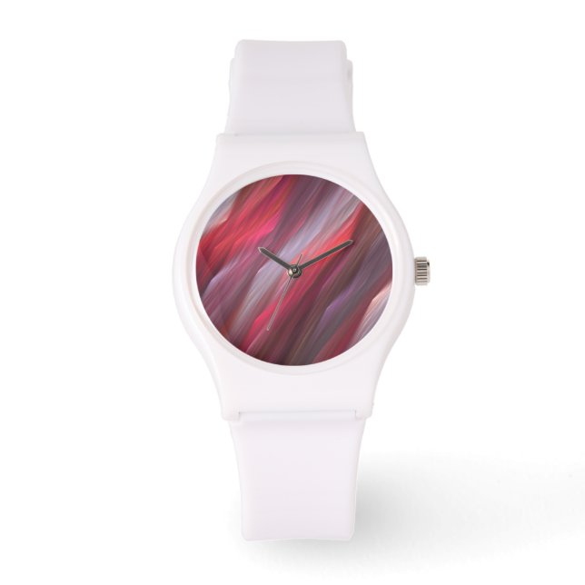 Red Abstrakt Fraktal Watch Armbanduhr (Vorderseite)