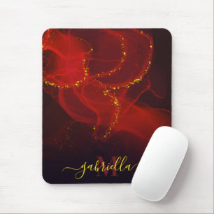 Red Abstrakt Gold Glitzer Mousepad
