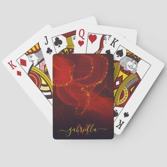 Red Abstrakt Gold Glitzer Spielkarten (Rückseite)