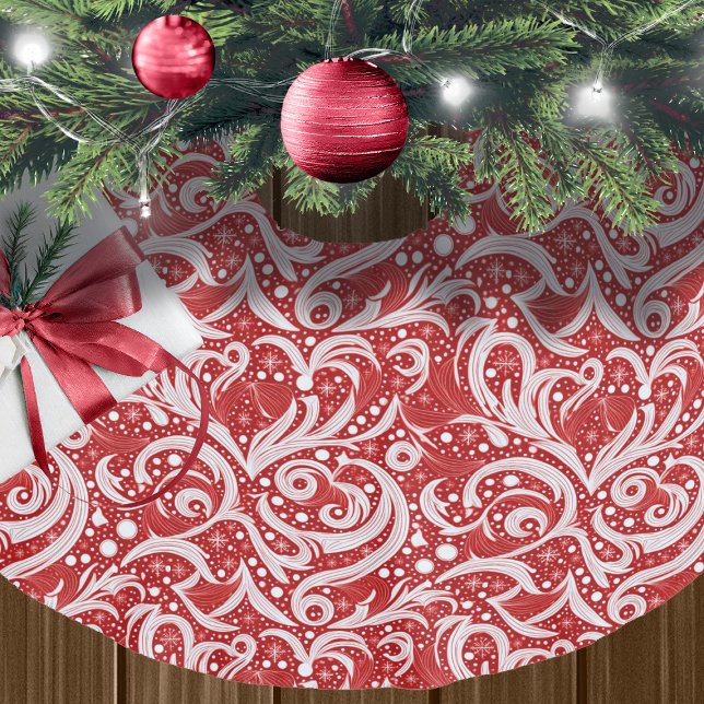 Red Abstrakt Snowflake Pattern#10 ID1009 Polyester Weihnachtsbaumdecke (Von Creator hochgeladen)