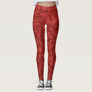 Red Abstrakt Textile Leggings