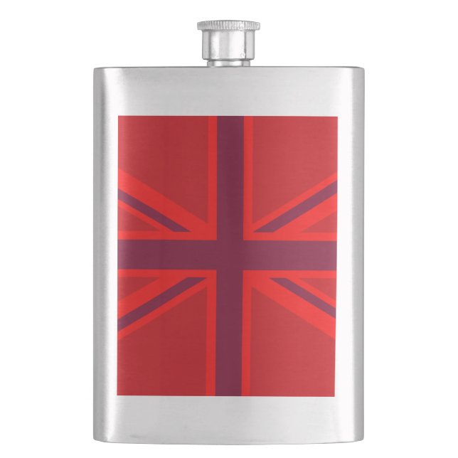Red Accent Union Jack Design Flachmann (Vorderseite)