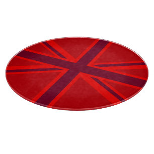 Red Accent Union Jack Design Schneidebrett