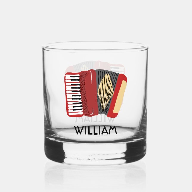 Red Accordion Illustration Personalisiert Whiskyglas (Vorderseite)