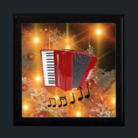 Red Accordion on Gold Christmas Motif Geschenkbox<br><div class="desc">Red Accordion auf goldenen Weihnachtsmotiv Geschenkboxen.</div>