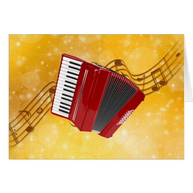 Red Accordion on Musical Notes (Vorderseite (Horizontal))