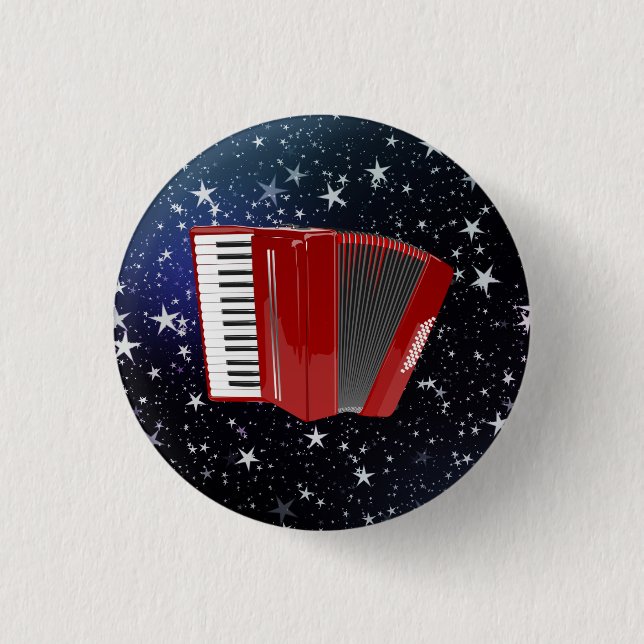 Red Accordion on Starry Sky, Button (Vorderseite)