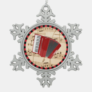 Red Accordion, populäres Design, Schneeflocken Zinn-Ornament