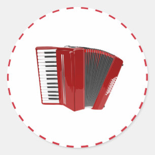 Red Accordion Runder Aufkleber