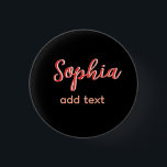 Red add name Girl Boss Schwarz Button<br><div class="desc">mädchenhaftes Design</div>