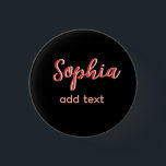 Red add name Girl Boss Schwarz Button<br><div class="desc">mädchenhaftes Design</div>