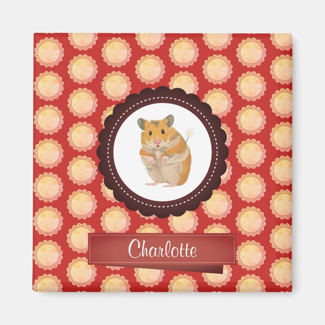 Red Add Your Name Hamster Magnet (Vorne)