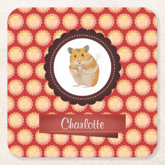 Red Add Your Name Hamster Rechteckiger Pappuntersetzer