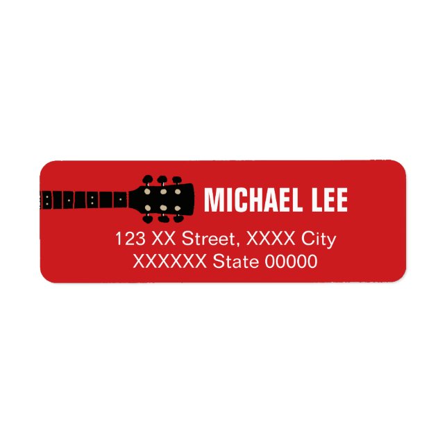 Red Address Label für Gitarrenspieler oder Musikge (Vorne)